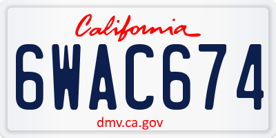 CA license plate 6WAC674