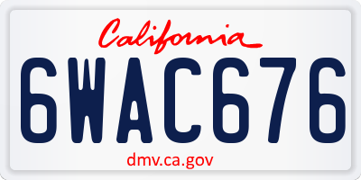 CA license plate 6WAC676