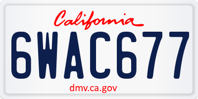 CA license plate 6WAC677