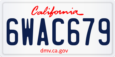 CA license plate 6WAC679
