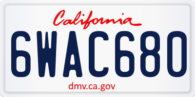 CA license plate 6WAC680