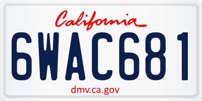 CA license plate 6WAC681