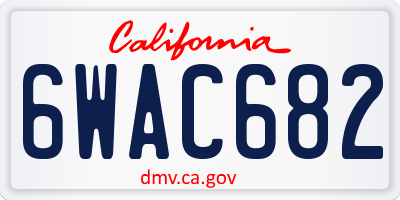 CA license plate 6WAC682