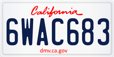 CA license plate 6WAC683