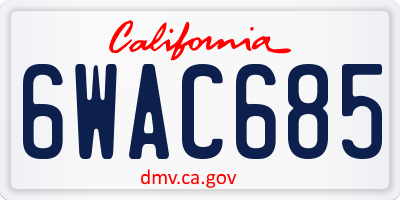 CA license plate 6WAC685