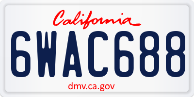 CA license plate 6WAC688
