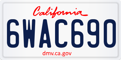 CA license plate 6WAC690
