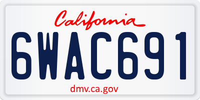 CA license plate 6WAC691