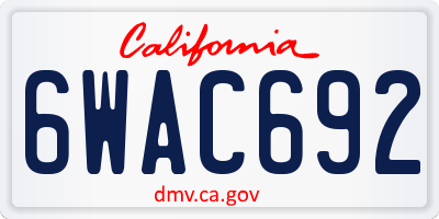 CA license plate 6WAC692