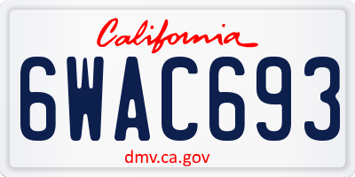 CA license plate 6WAC693