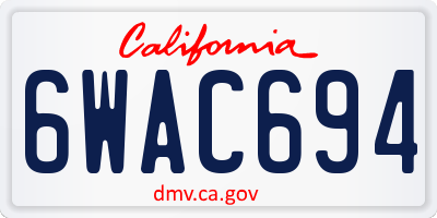 CA license plate 6WAC694