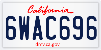 CA license plate 6WAC696