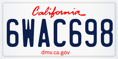 CA license plate 6WAC698