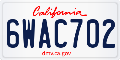 CA license plate 6WAC702