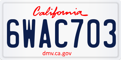 CA license plate 6WAC703