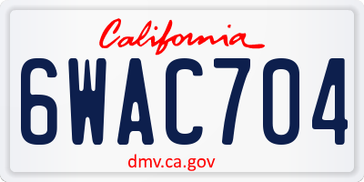 CA license plate 6WAC704