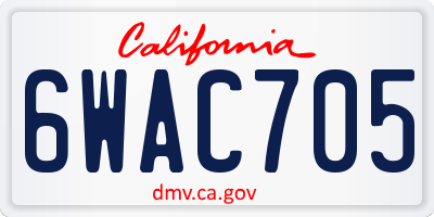 CA license plate 6WAC705