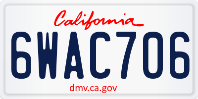 CA license plate 6WAC706