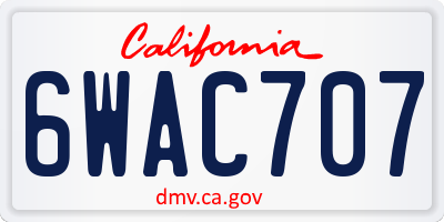 CA license plate 6WAC707