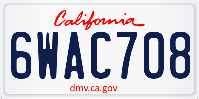 CA license plate 6WAC708