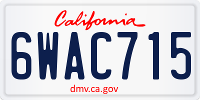 CA license plate 6WAC715