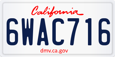 CA license plate 6WAC716