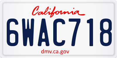 CA license plate 6WAC718