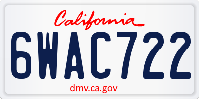 CA license plate 6WAC722