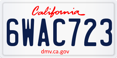 CA license plate 6WAC723