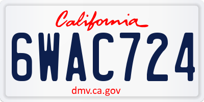 CA license plate 6WAC724