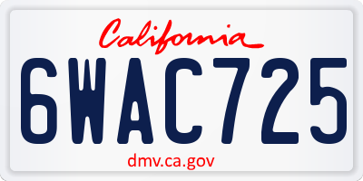 CA license plate 6WAC725