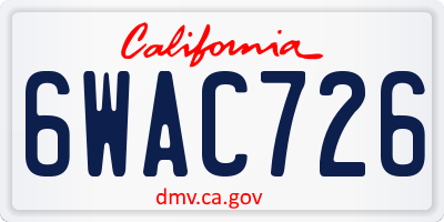 CA license plate 6WAC726