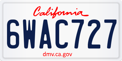 CA license plate 6WAC727