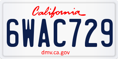 CA license plate 6WAC729