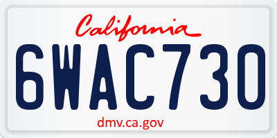 CA license plate 6WAC730