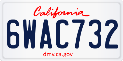 CA license plate 6WAC732
