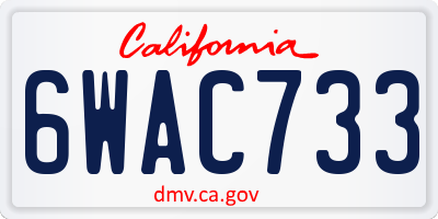 CA license plate 6WAC733