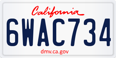 CA license plate 6WAC734