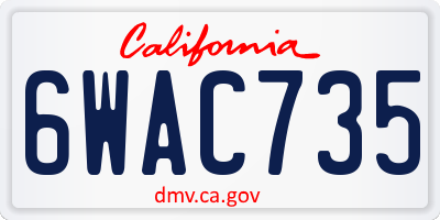 CA license plate 6WAC735