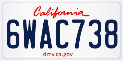 CA license plate 6WAC738