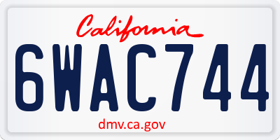CA license plate 6WAC744