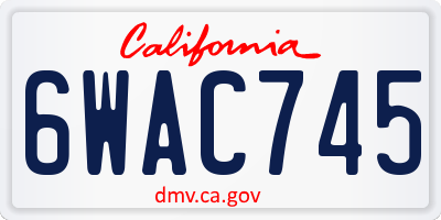 CA license plate 6WAC745
