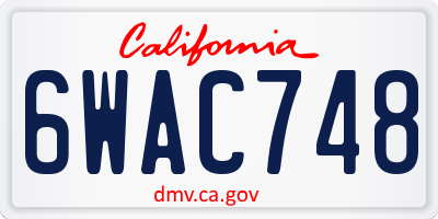 CA license plate 6WAC748