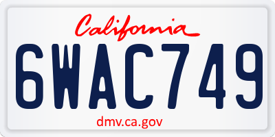 CA license plate 6WAC749