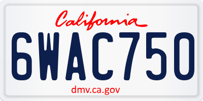 CA license plate 6WAC750