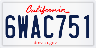 CA license plate 6WAC751