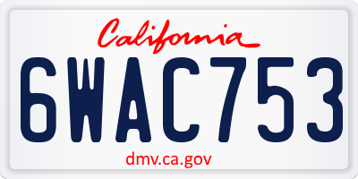 CA license plate 6WAC753