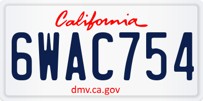CA license plate 6WAC754
