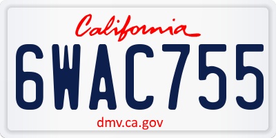 CA license plate 6WAC755