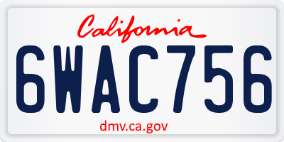CA license plate 6WAC756